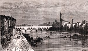 مونتوبان - لانغدوك روسيون ميدي بيرينيه - نقش في "La France illustree: الجغرافيا والتاريخ والإدارة الإحصائية" بقلم V.-A. الشعير براون. 1884 بواسطة المدرسة الفرنسية
