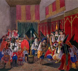عرس مغاربي في الجزائر ، 1840-45 (مرحاض على ورق) بواسطة المدرسة الفرنسية