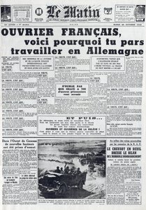 جريدة الصباح رقم 21311 بتاريخ 20 أكتوبر 1942: The Sto - خدمة العمل الإجبارية - لماذا تذهب للعمل في ألمانيا - بواسطة المدرسة الفرنسية