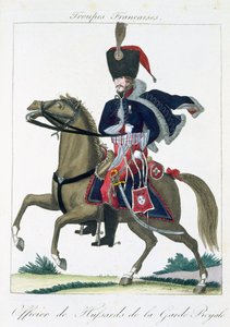 ضابط مركب على فرسان الحرس الملكي من فرقة الفرانسيس ، حانة. شي باسيت ، باريس ، 1790 بواسطة المدرسة الفرنسية
