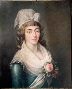 السيدة رولاند: صورة مدام رولان (1754 - 1793) ، شخصية من الثورة الفرنسية ، مرتدية قبعة جيروندين. لوحة من المدرسة الفرنسية بواسطة المدرسة الفرنسية