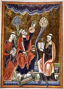 Ms 1186 f.1, The Astronomer, the Clerk and the Computist, facsimile of a miniature taken from the Book of Psalms (Psalter) of St. Louis and Blanche de Castile بواسطة المدرسة الفرنسية