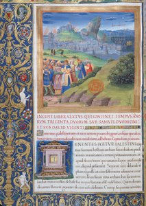 السيدة 1581 و. 108v رسم توضيحي من الكتاب السادس (من وفاة إيلي إلى موت شاول) ، الفصل الأول من آثار اليهود (Antiquitates Judaicae) بواسطة فلافيوس جوزيفوس - الدمار الذي بواسطة المدرسة الفرنسية