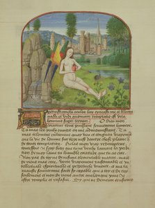 السيدة 165 fol.31r الروح جالسة بواسطة تيار ، من التعليمات dune Jeune Prince بواسطة Rene dAnjou ، c.1465-68 بواسطة المدرسة الفرنسية