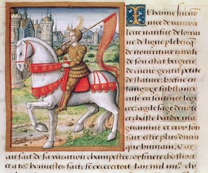 السيدة 17 ص 76 من جان دارك من Vie des Femmes Celebres ، c.1505 بواسطة المدرسة الفرنسية