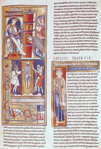 Ms 1 fol.284r Esther and Ahasuerus and Hanging of Haman، from Souvigny Bible بواسطة المدرسة الفرنسية