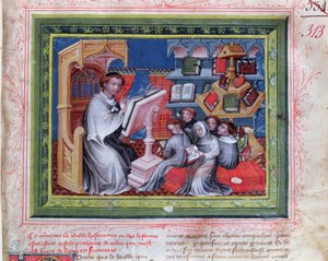 السيدة 313 مشهد المدرسة ، من الكتاب المقدس des Grands Augustins ، 1494 بواسطة المدرسة الفرنسية