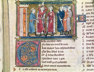 السيدة 3142 ، الصفحة 179 تسلح فارس ، من Recueil de Poesies Francaises ، c.1280-90 بواسطة المدرسة الفرنسية
