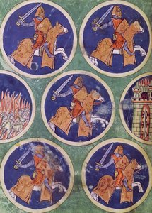 Ms 3516 fol.217v Five Knights بواسطة المدرسة الفرنسية