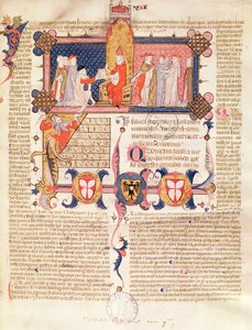 السيدة 371 ص .1 جان أندريه يقدم عمله للبابا كليمنت الخامس (c.1260-1314) بواسطة المدرسة الفرنسية