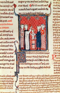 Ms 372 fol.161 مشهد المعمودية ، من ديكريتس دي جراتين بواسطة المدرسة الفرنسية