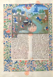 السيدة 3878 مشهد المعركة والقتل والجحيم من الحالات في الرجال lllustrium من قبل Boccacci (1313-75) بواسطة المدرسة الفرنسية