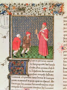 Ms 399 fol.35v Beggars، from Livre des Proprietes des Choses by Barthelemy lAnglais بواسطة المدرسة الفرنسية