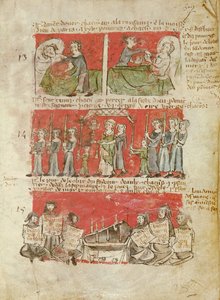 Ms 406 fol.6 مشاهد من حياة طلاب كلية هوبانت أو أفي ماريا ، من الأنظمة الأساسية لكلية هوبانت ، باريس ، 1387 بواسطة المدرسة الفرنسية