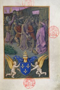 السيدة 473 يهوذا تقبيل المسيح ، منمنمة من ساعات شارل فرنسا ، c.1466-69 بواسطة المدرسة الفرنسية