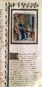 السيدة 814 f.125r Bertrand du Guesclin (1320-80) التي حصل عليها فارس من الملك ، من Histoire de Du Guesclin بواسطة المدرسة الفرنسية