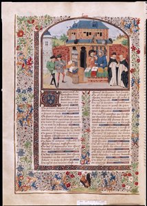 السيدة 927 Fol.127v الأنواع الثلاثة للصداقة ، من الأخلاق والسياسة والاقتصاد بقلم أرسطو (384-322 قبل الميلاد) بواسطة المدرسة الفرنسية
