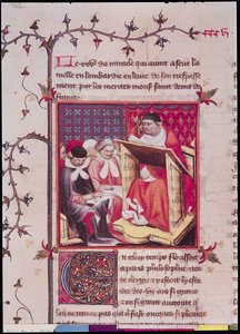 السيدة Fr 2608 Fol.295v أستاذ بجامعة باريس ، من Grandes Chroniques de France ، c.1400 بواسطة المدرسة الفرنسية