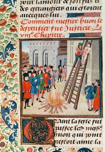 السيدة Fr 2643 fol.11 إعدام هيو ديسبنسر ، من مجلة Froissarts Chronicle بواسطة المدرسة الفرنسية