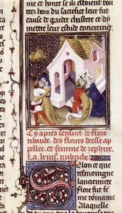 السيدة Fr 598 f.97 البغايا مع العملاء ، من Des Claires et Nobles Femmes ، بقلم جيوفاني بوكاتشيو (1313-75) ج 1403 بواسطة المدرسة الفرنسية