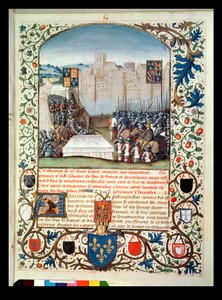 السيدة 82 82. 59 الجيوش البرغندية والإنجليزية ، من Anciennes Chroniques dAngleterre ، بقلم جان باتارد دي وافرين ، 1470-80 بواسطة المدرسة الفرنسية
