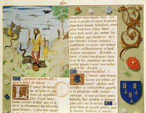 السيدة Fr 9197 Fol.49 أبولو تقتل بايثون ، من ليفر دي إسكات دامور بواسطة المدرسة الفرنسية