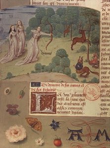 السيدة الأب 9197 الصحيفة 140 ظ ديانا الصيد ، من Livre des Eschecs D'Amour (الرق) بواسطة المدرسة الفرنسية