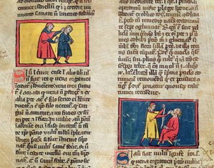 السيدة H 89 الأطباء والمرضى ، من طبعة من كتاب الجراحة بقلم روجير دي ساليرن بواسطة المدرسة الفرنسية