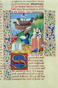 السيدة Hunter 208 f.67r Dido تشرع في كنز Sychaeus ، من سقوط الأمراء ، بقلم جيوفاني بوكاتشيو (1313-75) 1472 بواسطة المدرسة الفرنسية