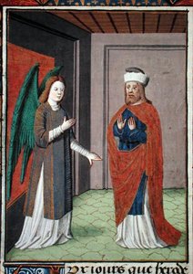السيدة هانتر 368 f.17v Angel، c.1460 (ورق رقيق) بواسطة المدرسة الفرنسية