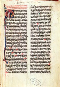 Ms de Vauclair 160 Fol.1 صفحة من Somme de Theologie لسانت توماس الأكويني (1225-74) بواسطة المدرسة الفرنسية