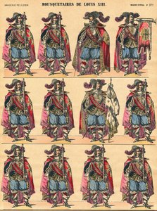 Musketeers of Louis XIII, descriptive plate. Imaging of Epinal بواسطة المدرسة الفرنسية