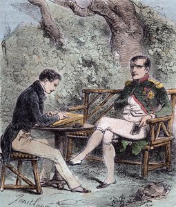 نابليون أ سانت هيلين - يملي نابليون مذكراته على حالات إيمانويل بونس دي لاس (1800-1854) من حالات إيمانويل دي لاس ، - من حالات إيمانويل دي لاس ، نابليون ، Memorial de Sainte-Helene بواسطة المدرسة الفرنسية