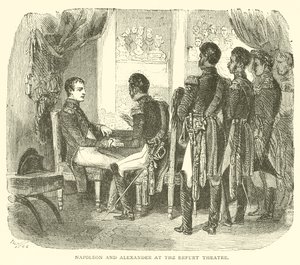 Napoleon and Alexander at the Erfurt Theatre (engraving) بواسطة المدرسة الفرنسية