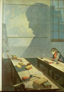 نابليون في صورة تلميذ مدرسة، رسم توضيحي من "بونابرت" لجي مونتورنييل 1910 (ليثو) بواسطة المدرسة الفرنسية