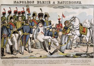 Napoleon wounded in Regensburg - image of Epinal بواسطة المدرسة الفرنسية