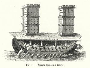 Navire romain a tours (engraving) بواسطة المدرسة الفرنسية
