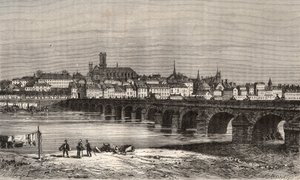 Nevers - Nievre en region Burgundy - نقش في "La France illustree: الجغرافيا والتاريخ والإدارة الإحصائية" بقلم V.-A. الشعير براون. 1884 بواسطة المدرسة الفرنسية