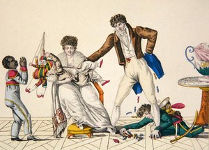 هدايا السنة الجديدة ، اللوحة 32 من 'le Bon Genre' ، حوالي 1800-1810 (نقش ملون) بواسطة المدرسة الفرنسية