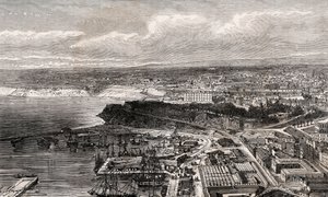 وهران - الجزائر - نقش في "" La France illustree: الجغرافيا والتاريخ والإدارة الإحصائية "لـ VA Malt-Brown. 1884 بواسطة المدرسة الفرنسية
