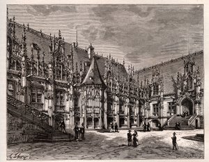 Palais de Justice de Rouen البرلمان السابق لنورماندي - نقش في "France illustree: الجغرافيا والتاريخ والإدارة الإحصائية" بقلم VA Malt-Brown. 1884 بواسطة المدرسة الفرنسية