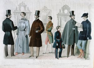 لوحة الموضة الباريسية لنشرة الموضة ، نيويورك ، فبراير 1858 (نقش ملون) بواسطة المدرسة الفرنسية