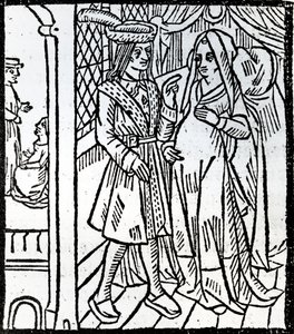 باثيلين وجويليميت ، من مهزلة السيد بيير باثيلين ، c.1465 بواسطة المدرسة الفرنسية