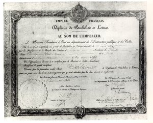 Paul Verlaines Baccalaureat ، 1862 (قلم وحبر على ورق) بواسطة المدرسة الفرنسية