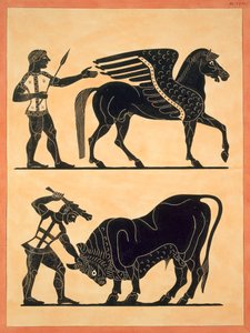 نشرت بيغاسوس ، مع هرقل قتل الثور ، 1808-10 بواسطة المدرسة الفرنسية