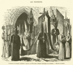 Penitents de Limoges ، أزياء معروضة في عام 1874 في المتحف التاريخي للأزياء (النقش) بواسطة المدرسة الفرنسية