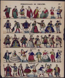 Personnages de theatre (coloured engraving) بواسطة المدرسة الفرنسية