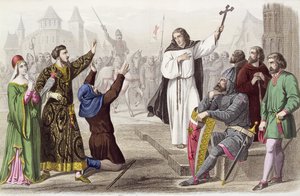 بطرس الناسك (1050-1115) الوعظ خلال الحملة الصليبية الأولى عام 1095 بواسطة المدرسة الفرنسية
