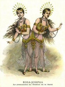 الظواهر في المشهد: روز وجوزيف ، الأخوات السيامي ، تم تقديمهما في مسرح Gaite في باريس عام 1891 (طباعة) بواسطة المدرسة الفرنسية