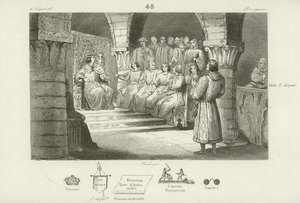 فيليب الخامس من فرنسا والولايات العامة يرفضان المطالبة بعرش جوان الثاني من نافار ، c1317 بواسطة المدرسة الفرنسية